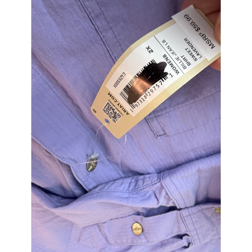 Ariat Woman Billie Jean Long Sleeve Shirt Button Down Blue Relaxed 2XL NWT - Picture 9 of 14